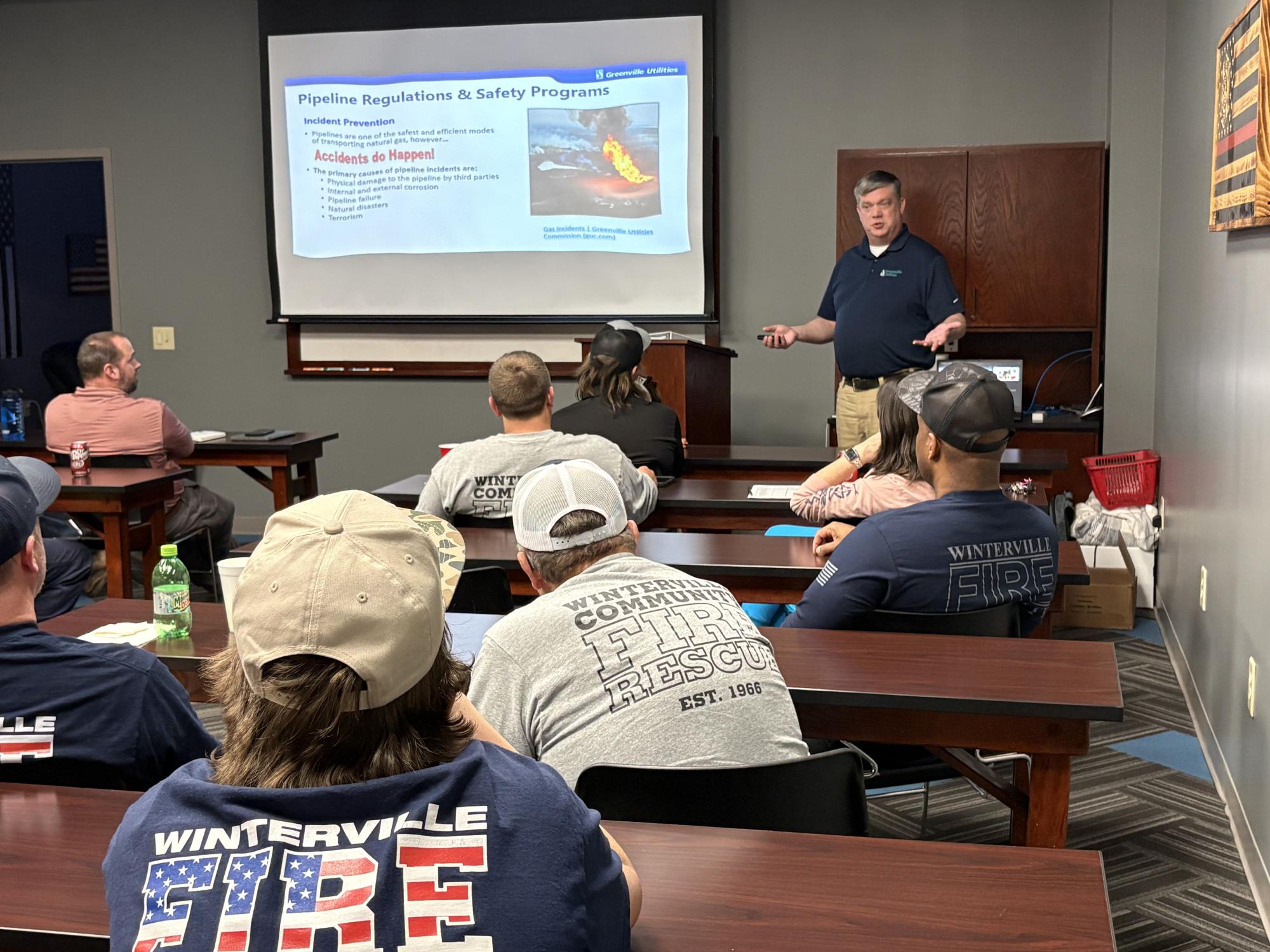 Eric Phillips speaks to Winterville Community Fire Department