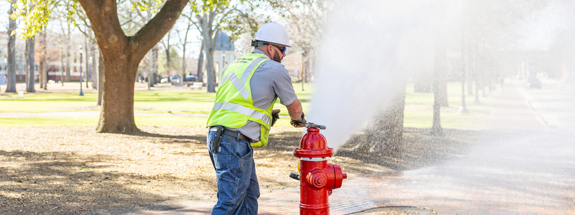 water resources employee release fire hydrant